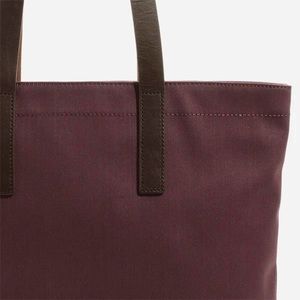 Everlane Twill Tote - Burgundy with Brown leather
